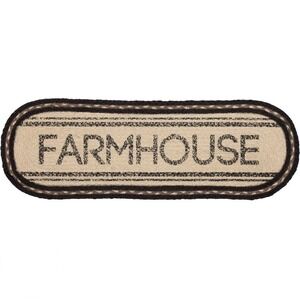 VHC Brands Farmhouse Cream Jute Farmhouse Oblong Table Runner Sawyer Mills‎